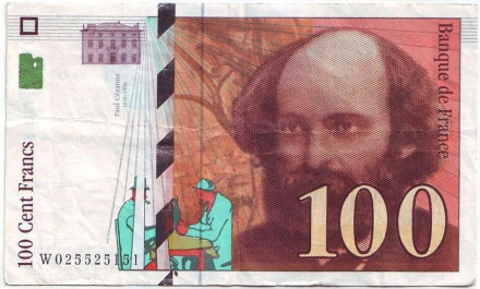 Банкнота 100 франков. 1997 год, Франция. Поль Сезанн.