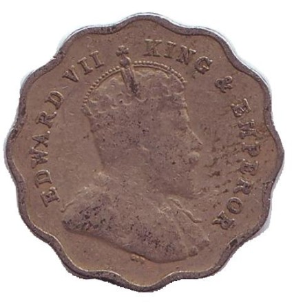 Монета 1 анна. 1910 год, Индия Британская.