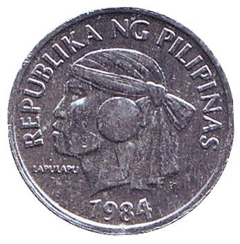 Монета 1 сентимо. 1984 год, Филиппины. Ракушка.
