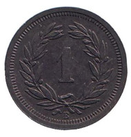 Монета 1 раппен. 1944 год, Швейцария. Монета 1 раппен. 1944 год, Швейцария.