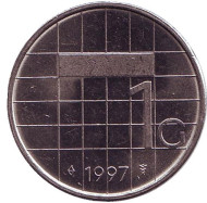 Монета 1 гульден. 1997 год, Нидерланды. Монета 1 гульден. 1997 год, Нидерланды.