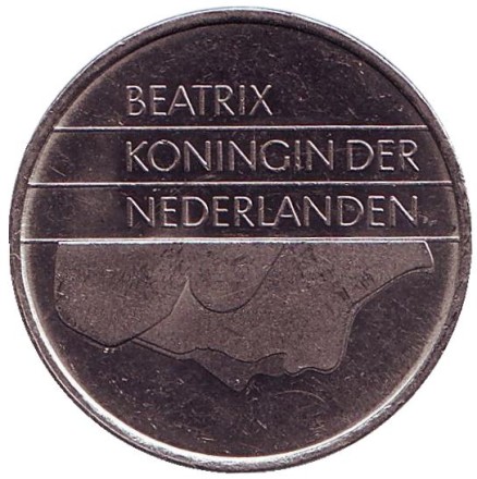Монета 1 гульден. 1997 год, Нидерланды. Монета 1 гульден. 1997 год, Нидерланды.