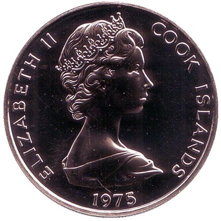 Монета 20 центов. 1975 год, Острова Кука. (Отметка монетного двора: "FM"). Австралийская крачка.