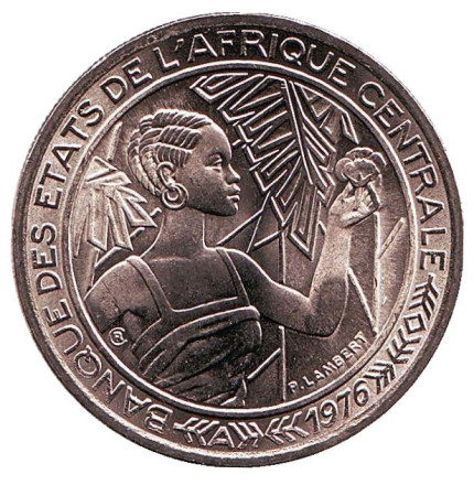Монета 500 франков. 1976 год (A - Чад), Центральные Африканские штаты. UNC. Антилопа.