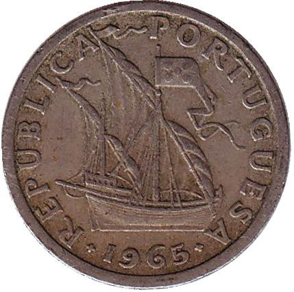 Монета 2,5 эскудо. 1965 год, Португалия.
