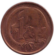 Монета 1 цент, 1989 год, Австралия. Карликовый летучий кускус.