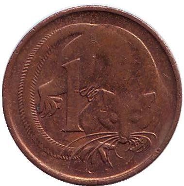 Монета 1 цент, 1989 год, Австралия. Карликовый летучий кускус.