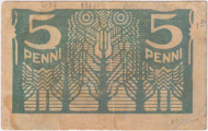 Бона 5 пенни. 1919 год, Эстонская Республика. Бона 5 пенни. 1919 год, Эстонская Республика.