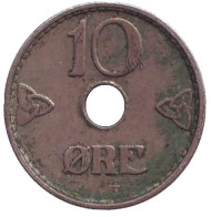 Монета 10 эре. 1940 год, Норвегия. Монета 10 эре. 1940 год, Норвегия.