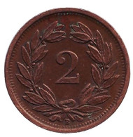 Монета 2 раппена. 1941 год, Швейцария.