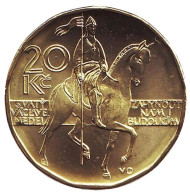 Монета 20 крон. 2018 год, Чехия. UNC. Всадник (Святой Вацлав). Монета 20 крон. 2018 год, Чехия. UNC. Всадник (Святой Вацлав).
