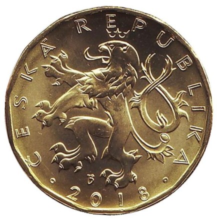 Монета 20 крон. 2018 год, Чехия. UNC. Всадник (Святой Вацлав). Монета 20 крон. 2018 год, Чехия. UNC. Всадник (Святой Вацлав).