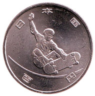 Монета 100 йен. 2019 год, Япония. Скейтбординг. XXXII летние Олимпийские игры (Токио). Монета 100 йен. 2019 год, Япония. Скейтбординг. XXXII летние Олимпийские игры (Токио).