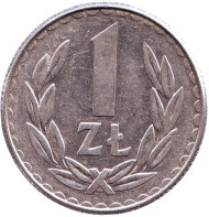 Монета 1 злотый. 1988 год, Польша. Монета 1 злотый. 1988 год, Польша.