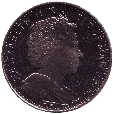 Монета 1 крона. 2005 год, Остров Мэн. 200 лет Трафальгарскому сражению. Битва при Копенгагене.