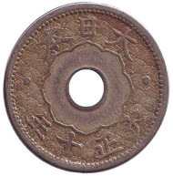 Монета 10 сен. 1921 год, Япония. Хризантема. Монета 10 сен. 1921 год, Япония. Хризантема.