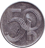 Монета 50 геллеров. 1995 год, Чехия. Монета 50 геллеров. 1995 год, Чехия.