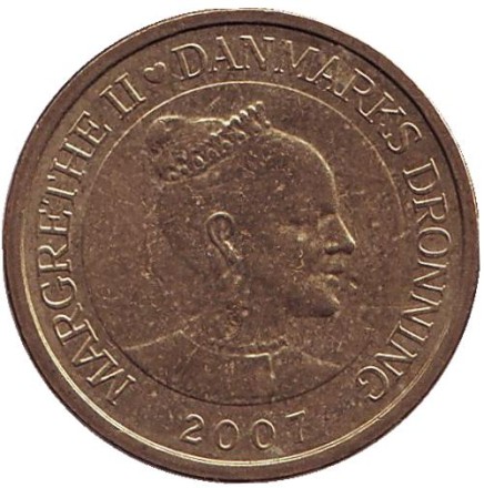 Монета 10 крон. 2007 год, Дания. "Соловей". Сказки Ганса Кристиана Андерсена.