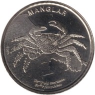 Монета 50 колонов. 2023 год, Коста-Рика. Серия "Фауна экосистем". Мангровый лес. Мангровый краб-скакун.