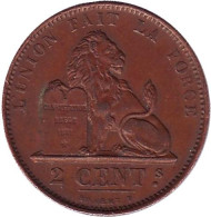 Монета 2 сантима. 1874 год, Бельгия. Монета 2 сантима. 1874 год, Бельгия.