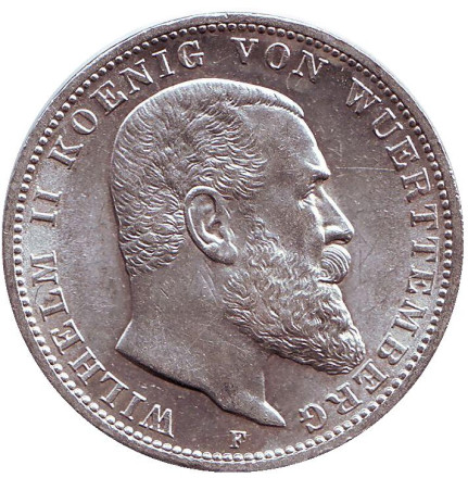 Монета 3 марки. 1914 год, Германская империя. Вюртемберг.