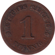 Монета 1 пфенниг. 1906 год (F), Германская империя. Монета 1 пфенниг. 1906 год (F), Германская империя.