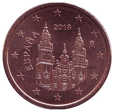 Монета 5 центов. 2018 год, Испания.