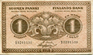 Бона 1 марка. 1918 год, Финляндия. Бона 1 марка. 1918 год, Финляндия.