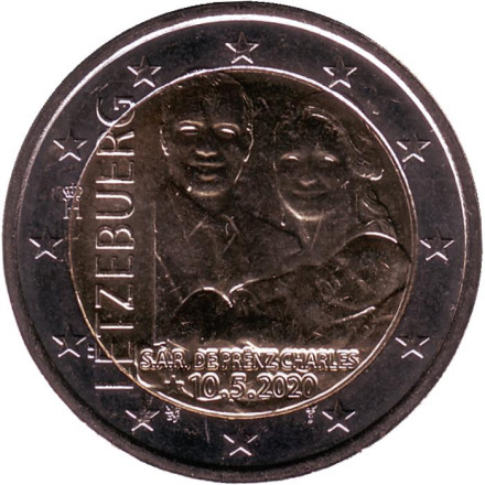 Монета 2 евро. 2020 год, Люксембург. (Обычный чекан). Тип 1. Рождение наследного Великого Герцога Чарльза.
