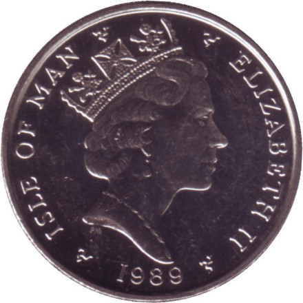 Монета 5 пенсов. 1989 год (АА), Остров Мэн. Виндсерфинг.