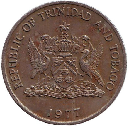 Монета 50 центов. 1977 год, Тринидад и Тобаго. Барабаны. Монета 50 центов. 1977 год, Тринидад и Тобаго. Барабаны.
