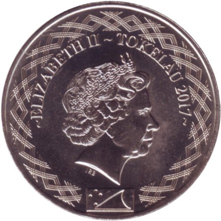 Монета 5 центов. 2017 год, Токелау. Голова ящерицы.