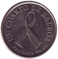 Монета 1/4 бальбоа. 2008 год, Панама. Борьба с раком груди.