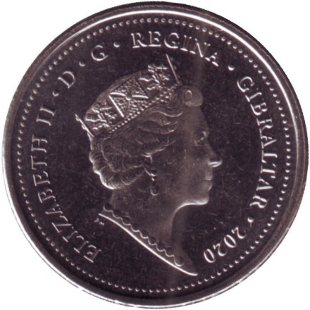 Монета 10 пенсов. 2020 год, Гибралтар. Куропатка.