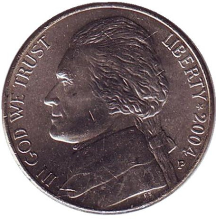 Монета 5 центов. 2004 год (P), США. UNC. Покупка Луизианы.
