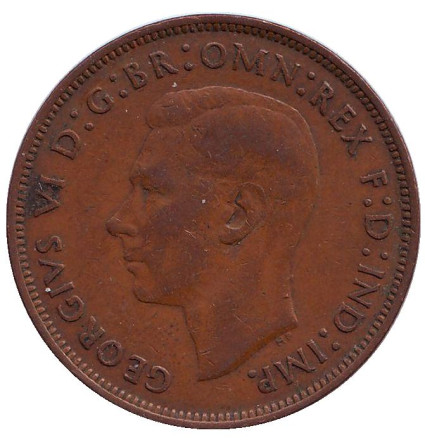 Монета 1 пенни. 1944 год, Великобритания.