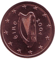 Монета 2 цента. 2004 год, Ирландия.