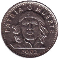 Монета 3 песо. 2002 год, Куба. Че Гевара. Монета 3 песо. 2002 год, Куба. Че Гевара.