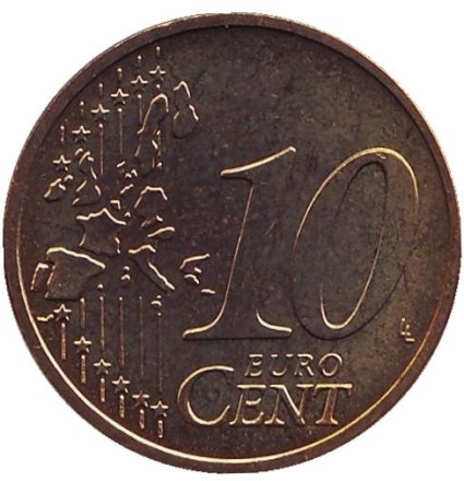 Монета 10 центов. 2003 год (F), Германия. Монета 10 центов. 2003 год (F), Германия.