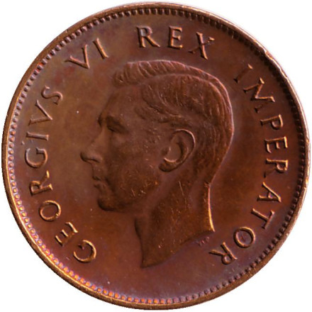 Монета 1/4 пенни (фартинг). 1947 год, ЮАР. Птицы.