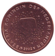 Монета 2 цента. 2002 год, Нидерланды. Монета 2 цента. 2002 год, Нидерланды.