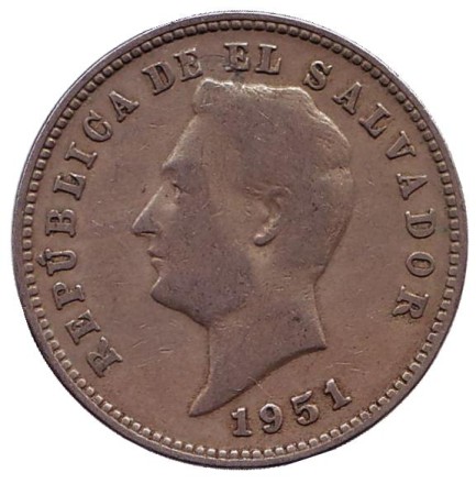 Монета 10 сентаво. 1951 год, Сальвадор.