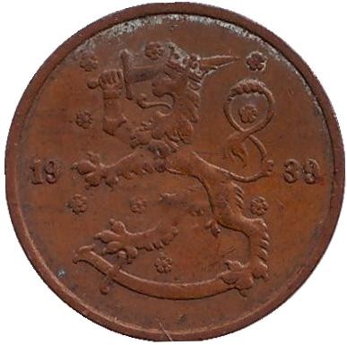 Монета 5 пенни. 1939 год, Финляндия.