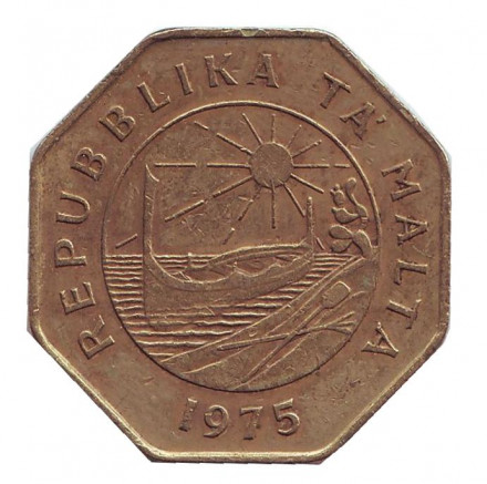 Монета 25 центов. 1975 год, Мальта.
