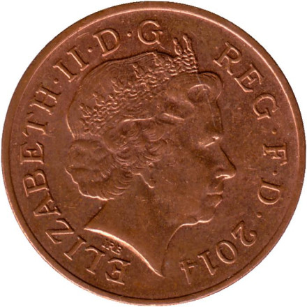Монета 2 пенса. 2014 год, Великобритания.