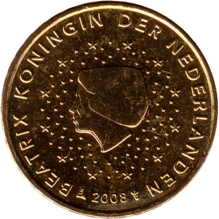 Монета 10 центов. 2008 год, Нидерланды.
