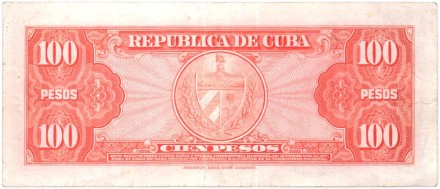 Банкнота 100 песо. 1959 год, Куба. Банкнота 100 песо. 1959 год, Куба.