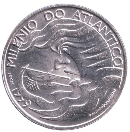 Монета 1000 эскудо, 1999 год, Португалия. Тысячелетие освоения Атлантики.