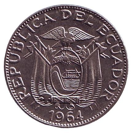 Монета 10 сентаво. 1964 год, Эквадор.