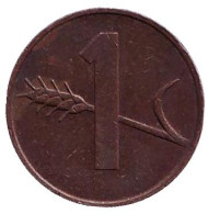 Монета 1 раппен. 1973 год, Швейцария. Монета 1 раппен. 1973 год, Швейцария.